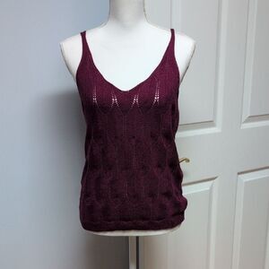 Burgundy Knit Spaghetti Strap Tank Top Size M